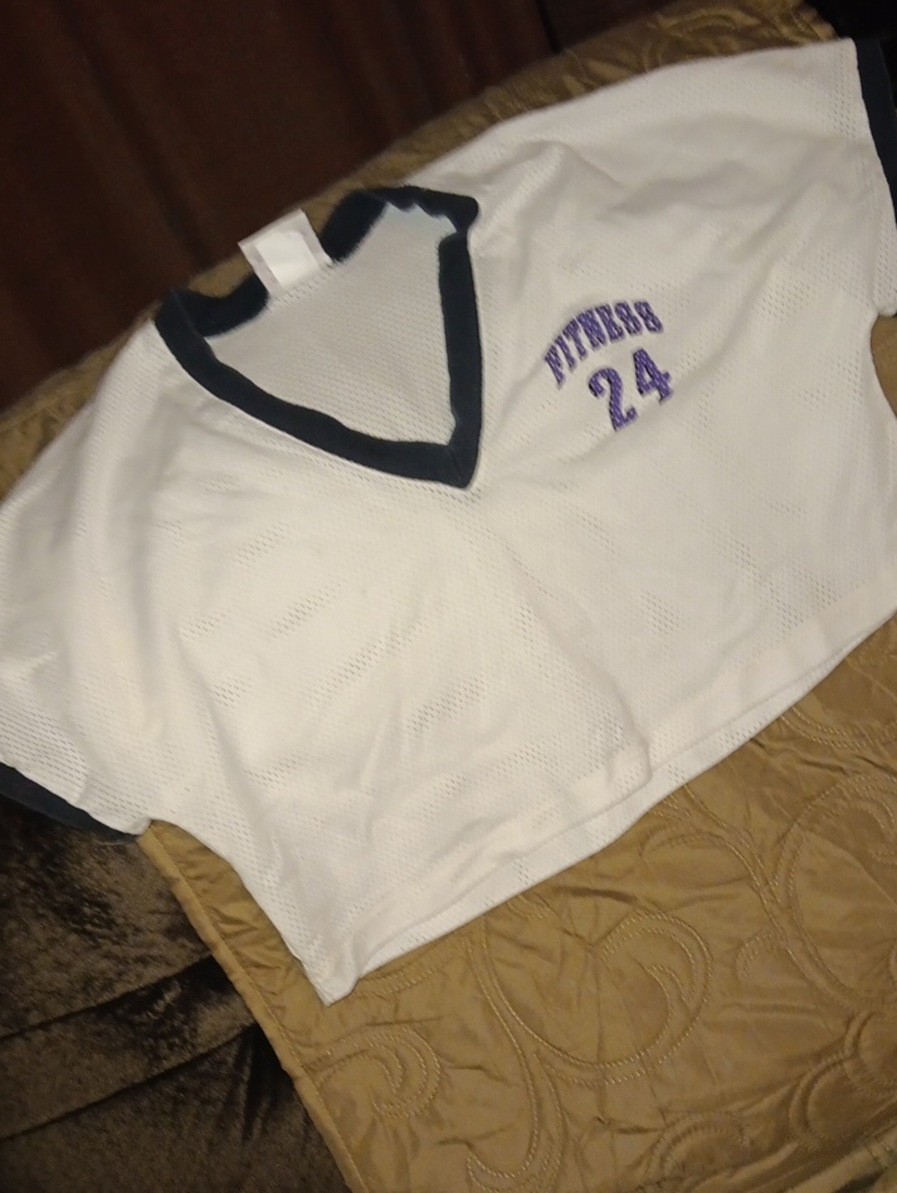 Cropped White V-Neck Athletic Top with Black Trim